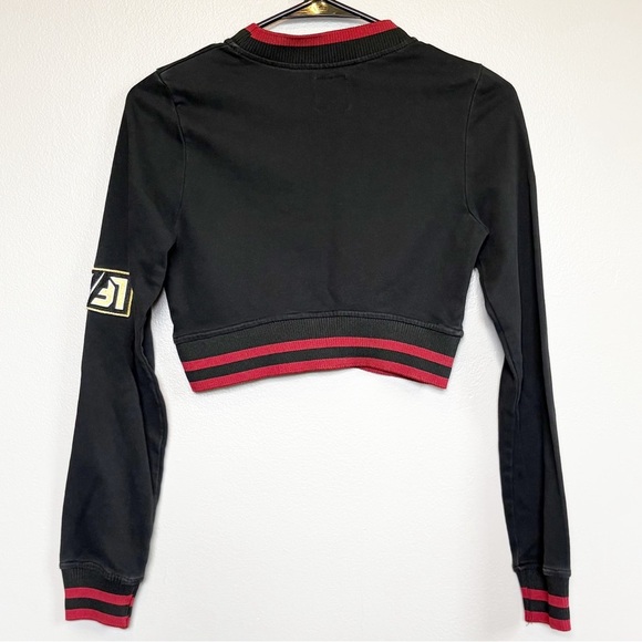 LF Los Angeles Long Sleeve Cotton Fitted Cropped Top Black and Red Size XS - Picture 2 of 8